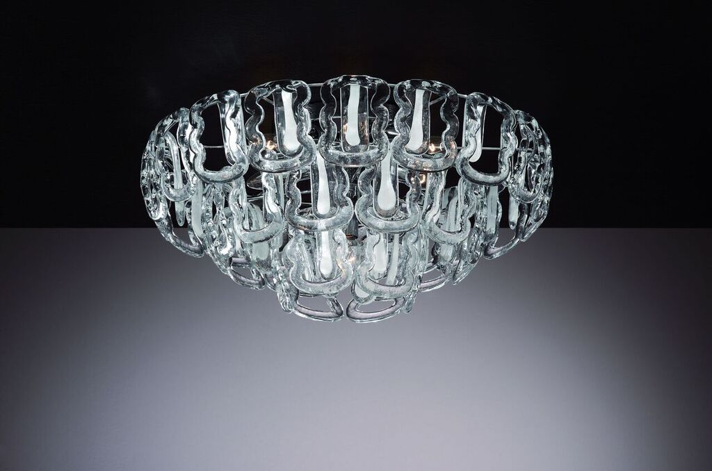 Mid-century Murano glass Hook flush light in custom sizes