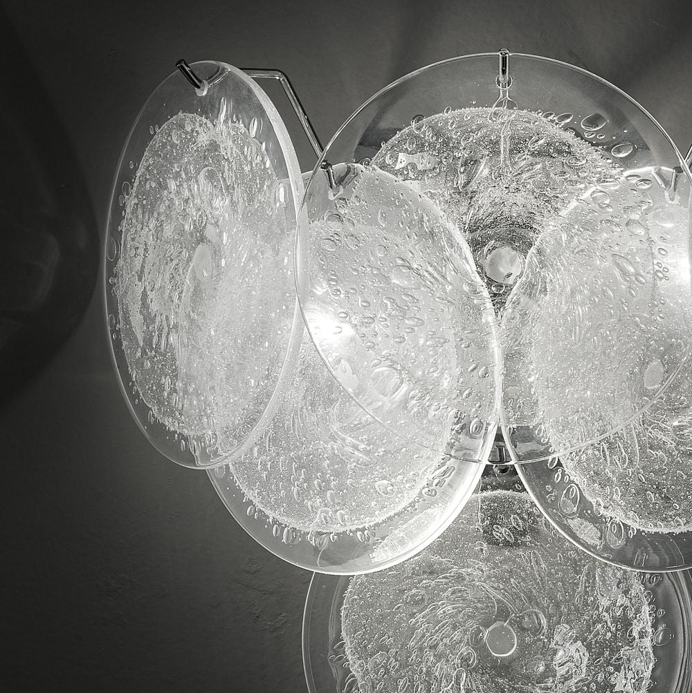 Sputnik disc wall light with bubbled Murano glass