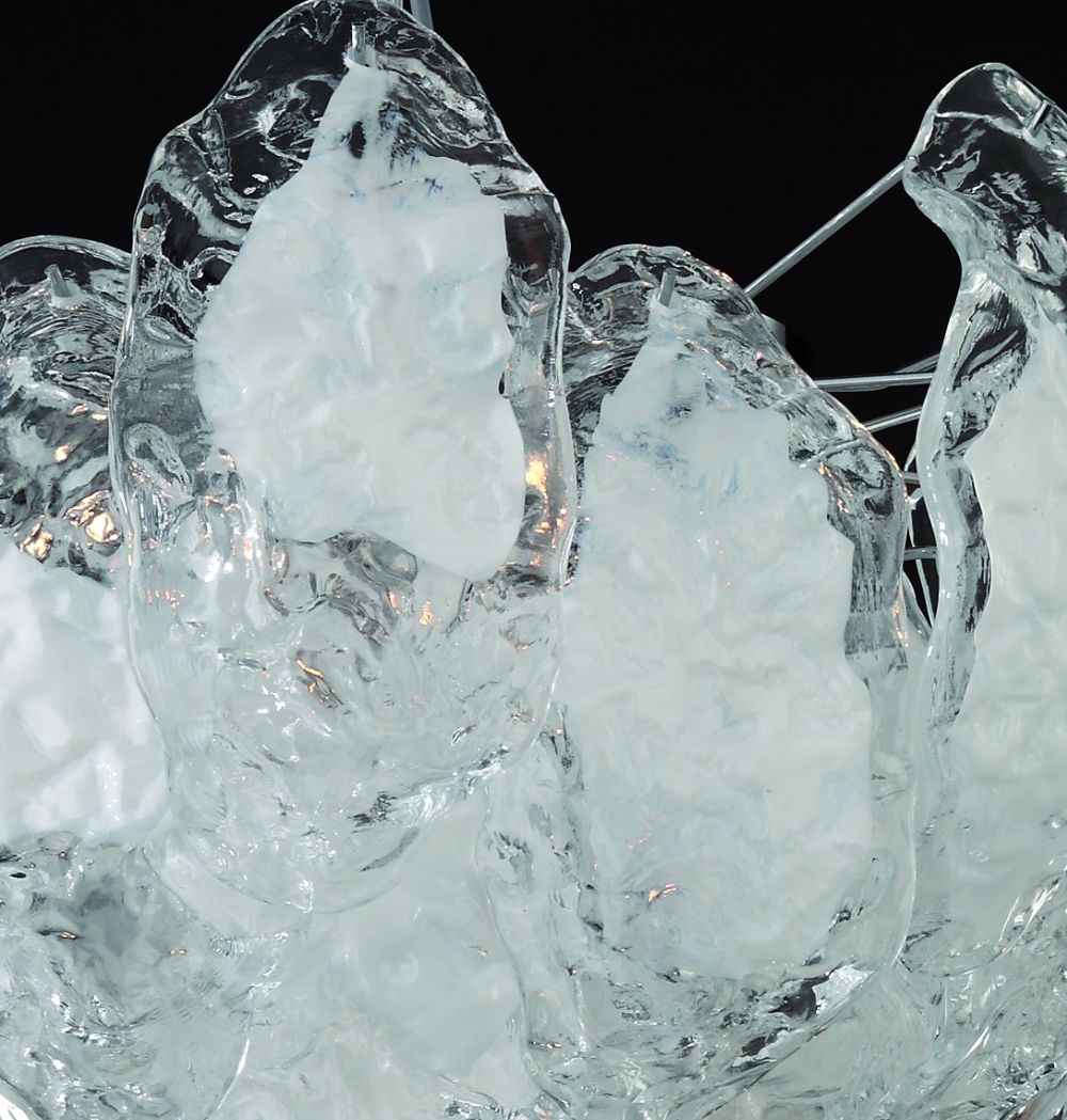 60 cm clear & white Murano glass ice chandelier