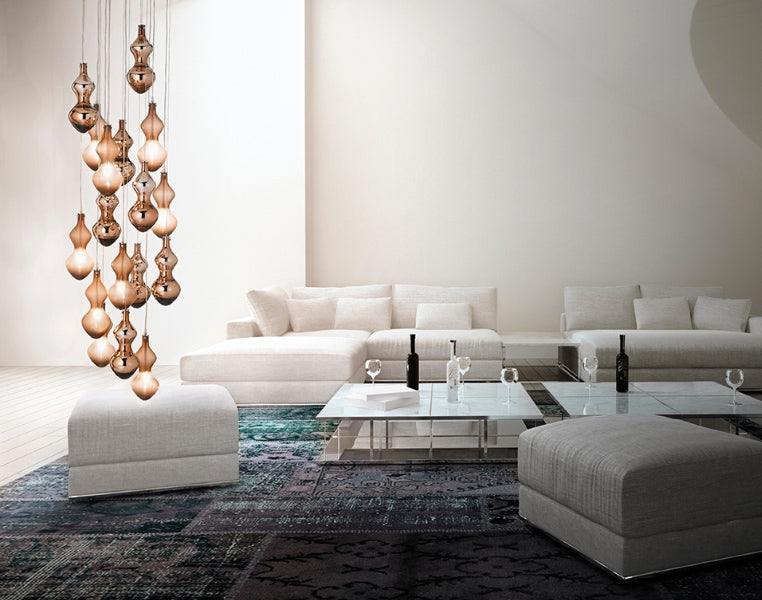 Modern chocolate or white & silver Murano glass stairwell chandelier