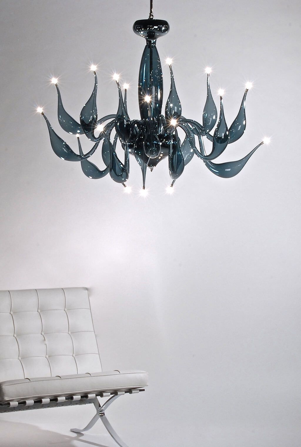 Modern grey Murano glass art chandelier with 24 lights