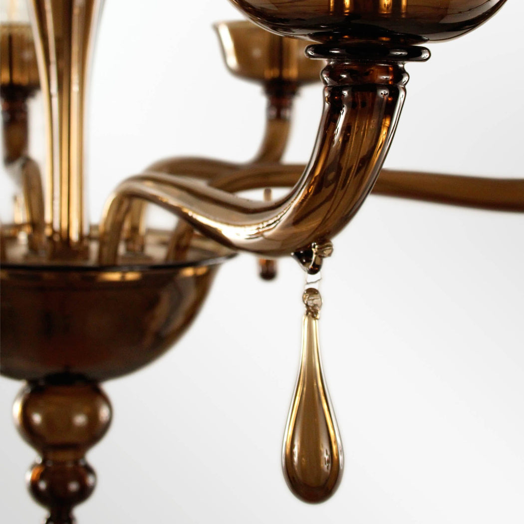 Dark smoky quartz Murano glass chandelier with custom color options