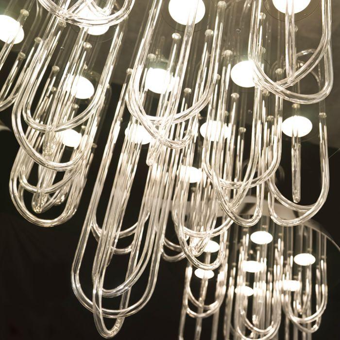 Large Italian glass chandelier inspired by mid-century Venini designs