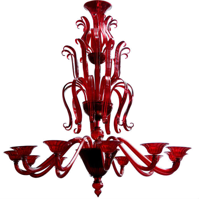 Handblown custom glass chandelier by Vittorio Zecchin at Venini