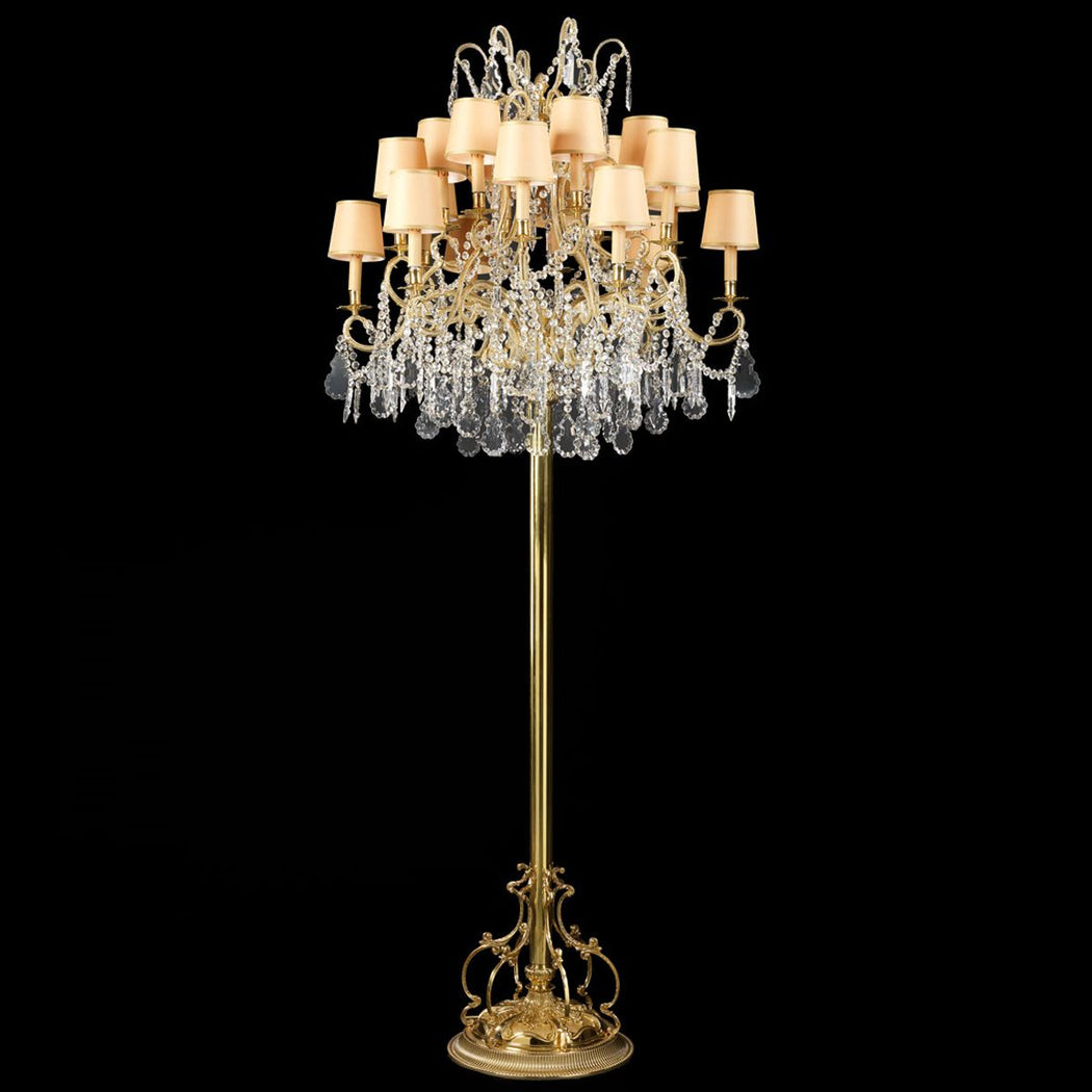 Ornate classic Italian floor lamp with Bohemian crystals