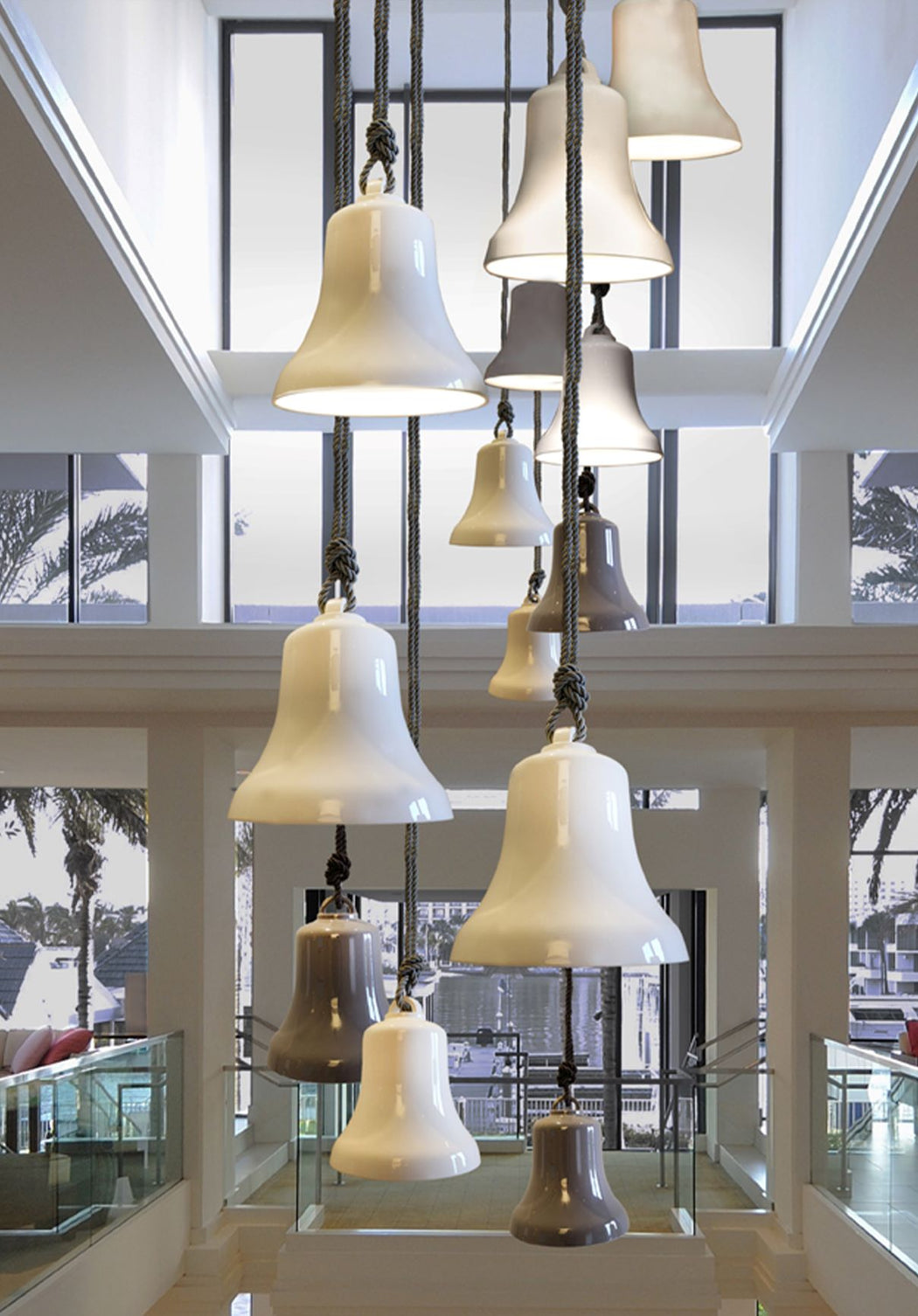 Ceramic bell-shaped pendant light from Italy