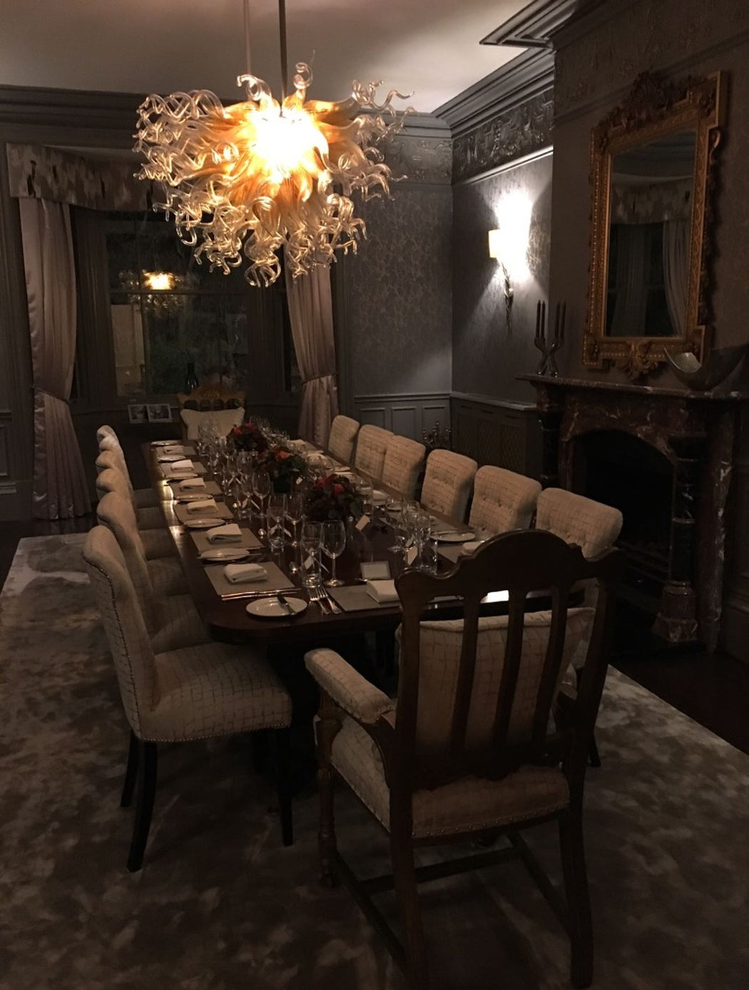 Bespoke gold and clear Murano glass art chandelier