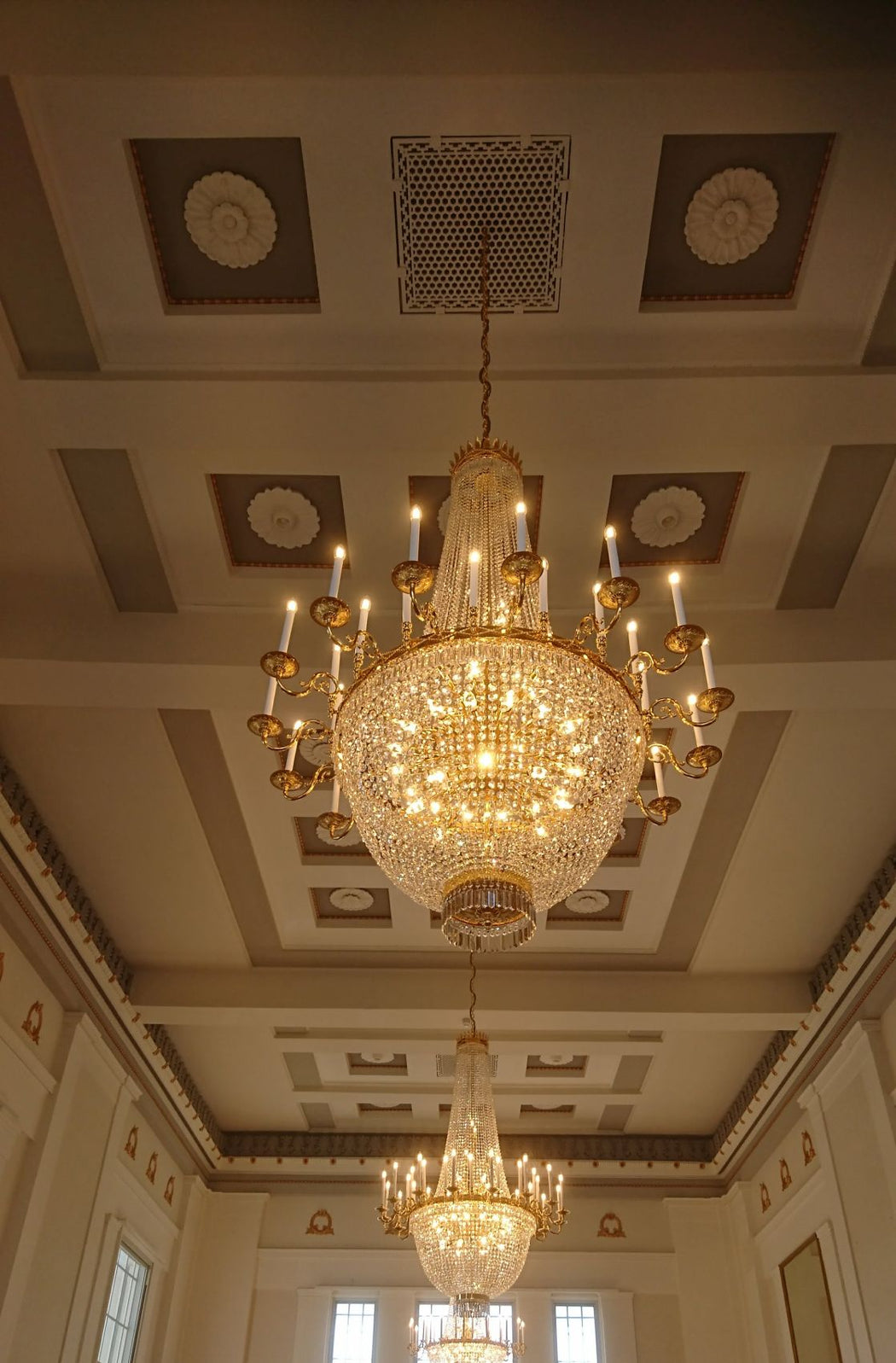 Beautiful custom-made crystal basket chandeliers