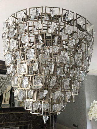 Custom "Rock Crystal" Chandelier