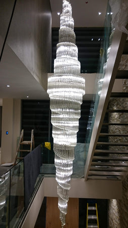 Extra large double spiral Murano glass prism Chandelier