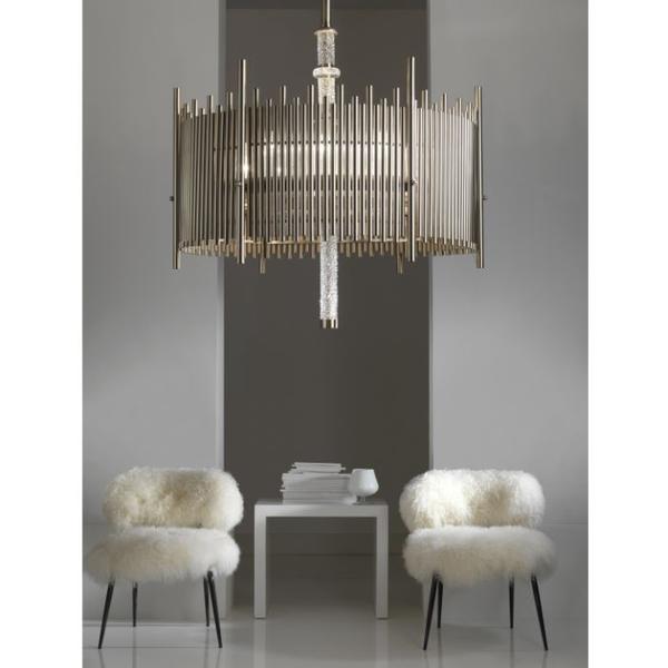 Chic modern Italian metal pendant light with faceted crystal detail