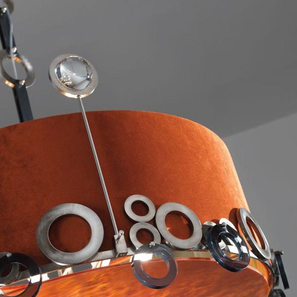 80 cm High end modern  Italian designer pendant light with orange velvet shade