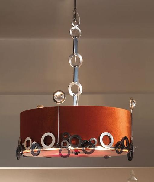 80 cm High end modern  Italian designer pendant light with orange velvet shade