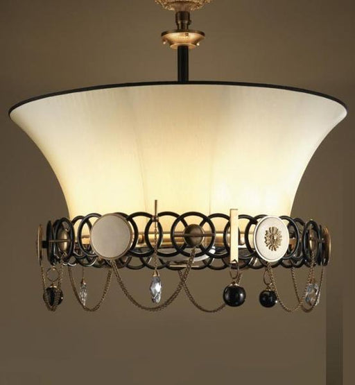 Chic ceiling light with Swarovski crystals and silk shade, measuring 90 cm in diameter