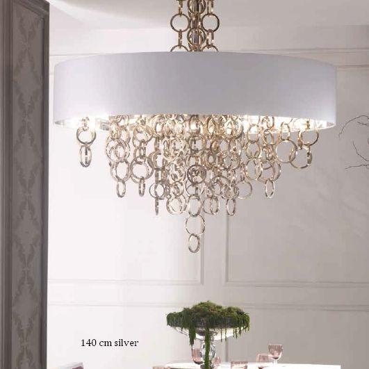 Modern golden brass and iron chandelier from Italy with black and gold shade