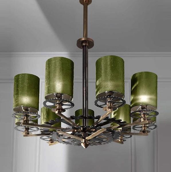 Curated visual reference: Modern Industrial Style Chandeliers Reference: Deluxe Modern Industrial Chic Chandelier With Green Shades Exposed C