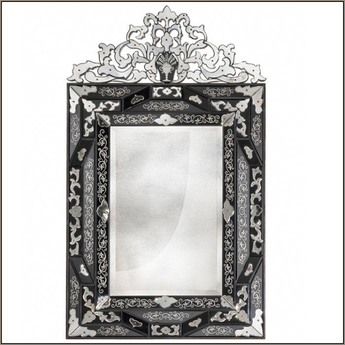 Classic bevelled edge Venetian mirror with fretwork flower detail