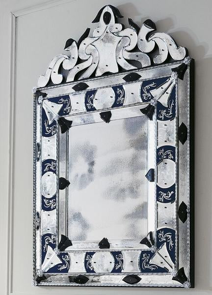 Large bespoke Venetian mirror in the traforo style with bespoke colors
