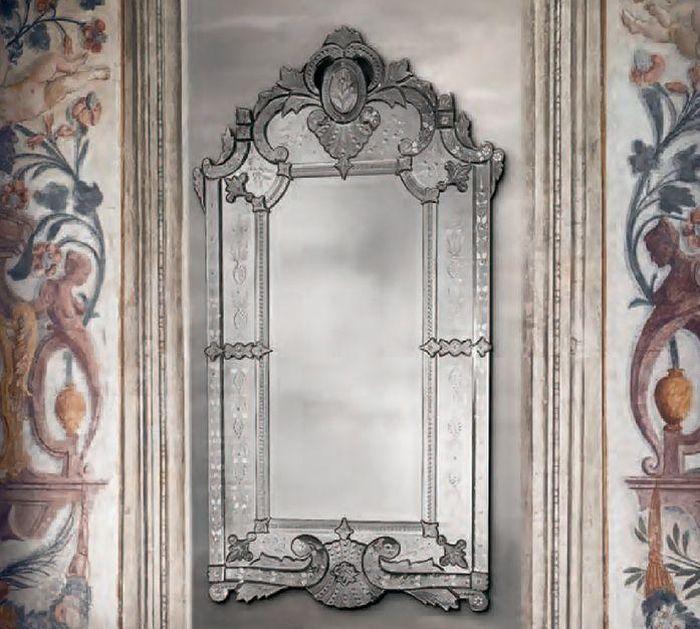 Tall classic 18th century-style hand-bevelled and antiqued Venetian wall mirror