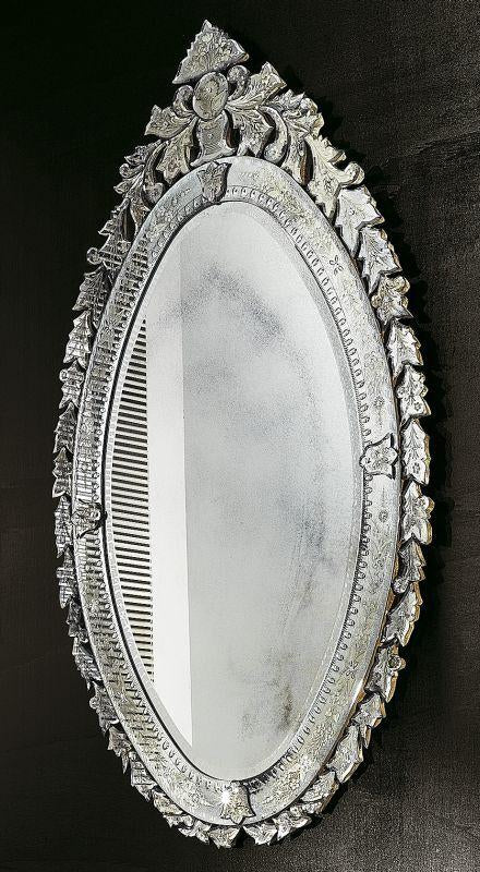 Large oval Venetian wall mirror with bevelled edges
