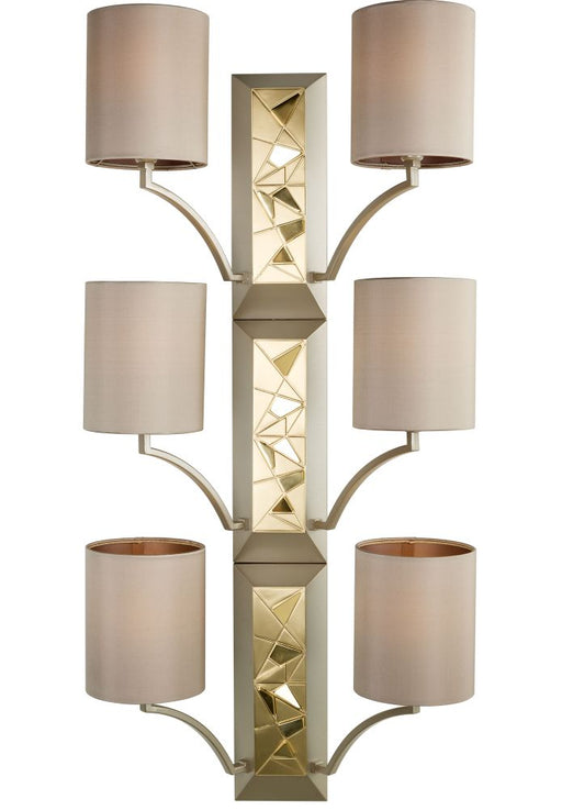Chic tall Italian metal wall light with 6 shades and gold accents