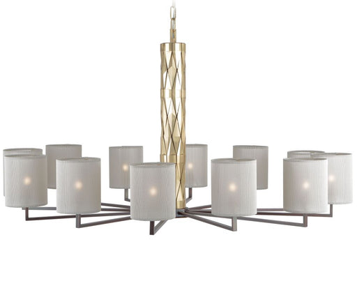 Modern boutique-style cartwheel chandelier with 12 shades