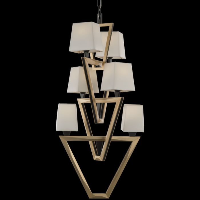 Striking gold and black chandelier with a modern art deco feel