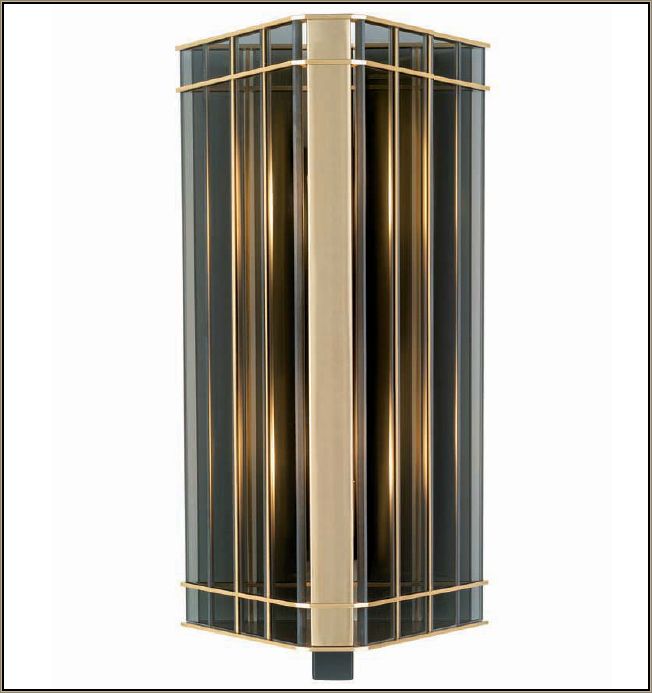 46 cm smoked glass lantern-style wall light with black frame