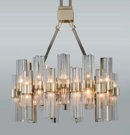 40 light high-end modern gold chandelier with leather trim