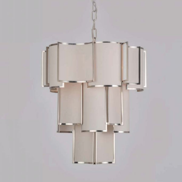 Modern mid-century layered chandelier with 5 lights & choice of frame and shade