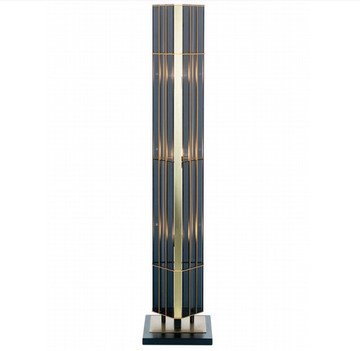 Tall slim modern Italian floor lamp with smart smoked glass diffuser