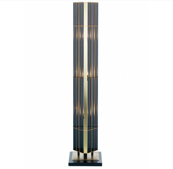 Tall slim modern Italian floor lamp with smart smoked glass diffuser