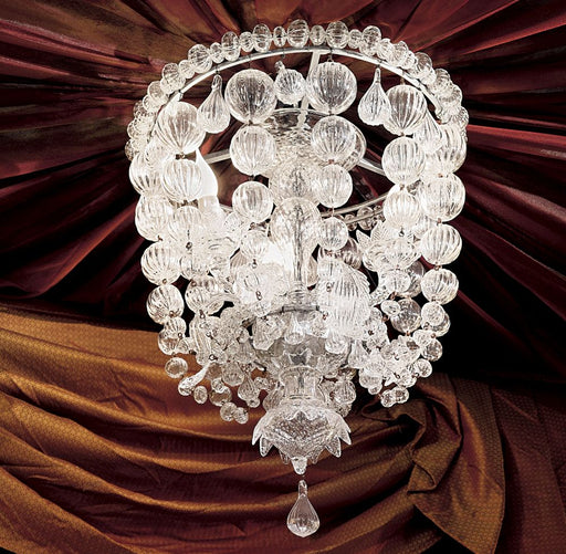 Elegant ceiling light fitting with hand-crafted Venetian glass baubles