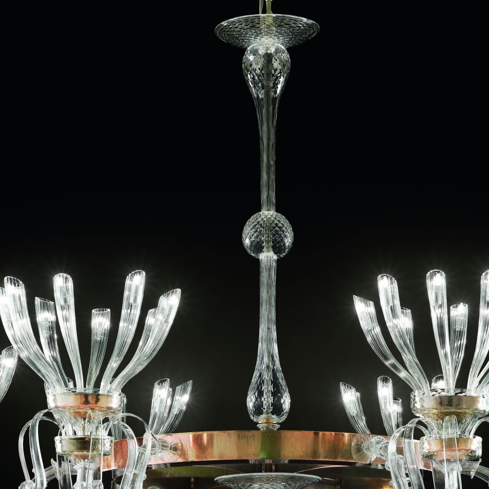 Very large modern Rezzonico style Venetian glass chandelier