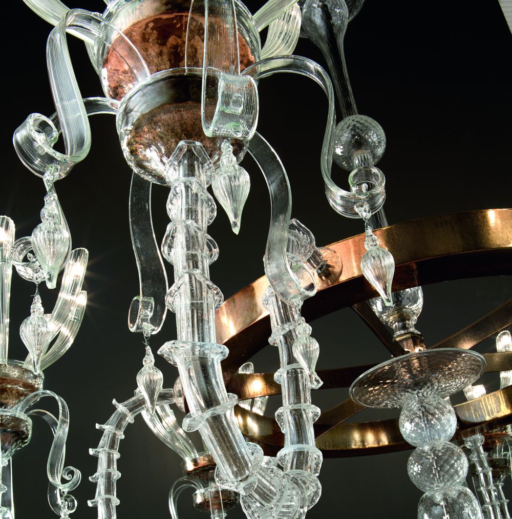 Very large modern Rezzonico style Venetian glass chandelier