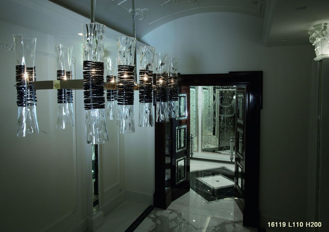 Modern mid-century Murano 10-light cylinder chandelier