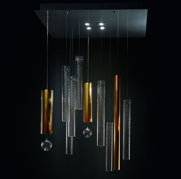 Fabulous mid-century Venetian glass canopy light with Murano glass tronchi