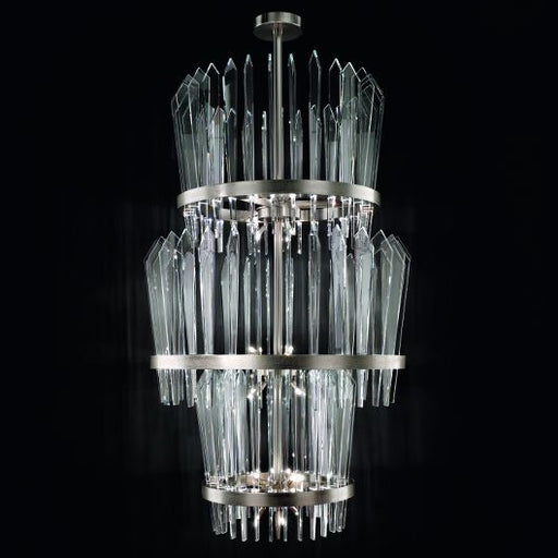 Spectacular tall  glass shard chandelier in Murano glass