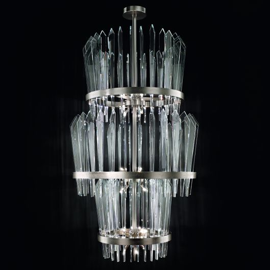 Spectacular tall  glass shard chandelier in Murano glass