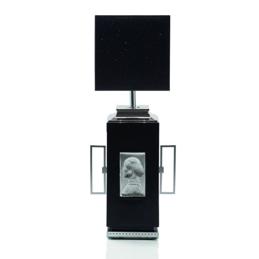 Luxury black Italian ceramic lamp with Venetian mirror base