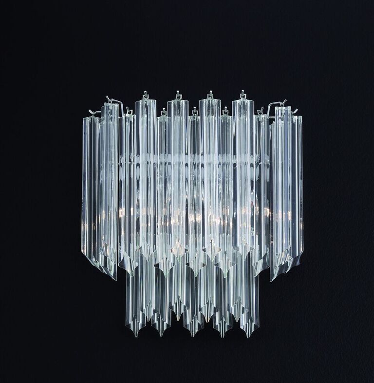 Clear Murano prismatic glass wall light