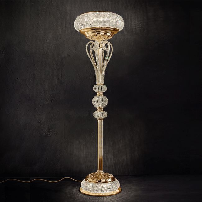 Glamorous classic gold-plated floor lamp with Swarovski crystals