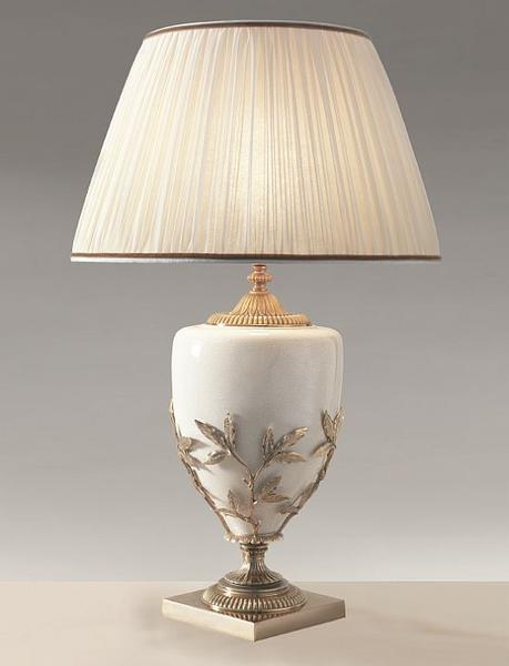 Ivory porcelain table lamp with "lost wax" castings and chiffon shade in 4 colors