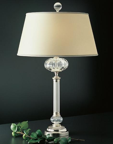 Elegant silvery palladium or 24 carat gold table lamp with Murano glass sphere