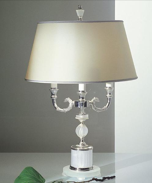 Classic palladium table lamp with frosted crystal glass base