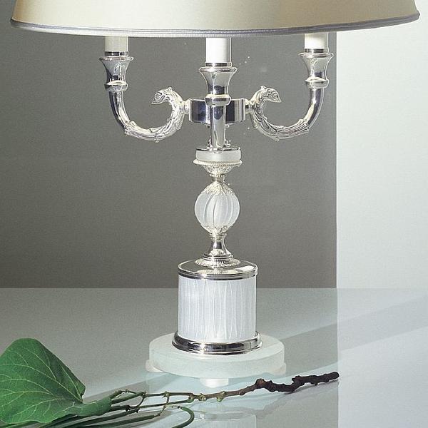 Classic palladium table lamp with frosted crystal glass base