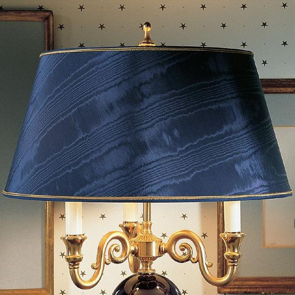 Gold plated table lamp with enamelled globe in 7 colours