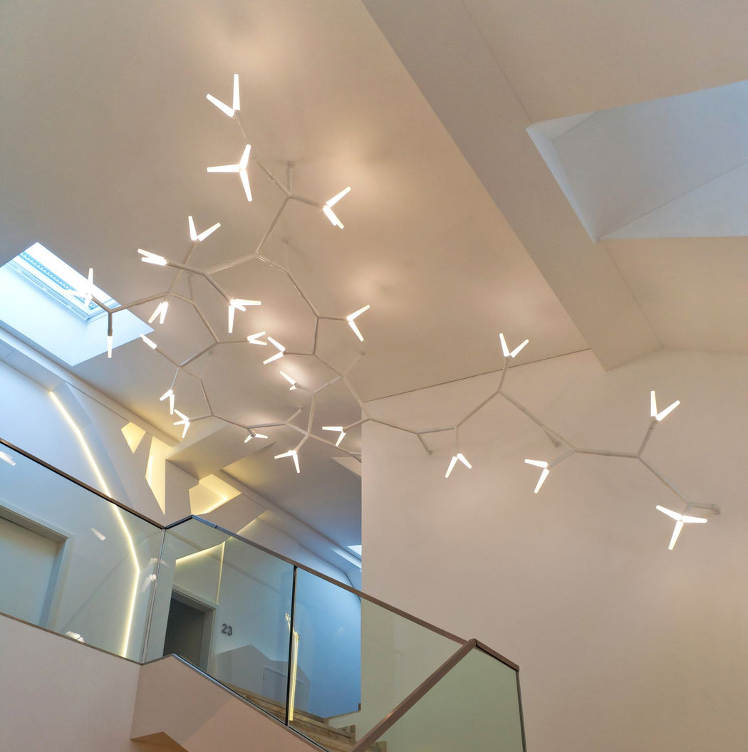 Unusual modern modular lighting system for stairwells and large areas