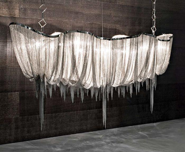Spectacular 2.5 metre Atlantis suspended ceiling light from Terzani in 4 metal finishes