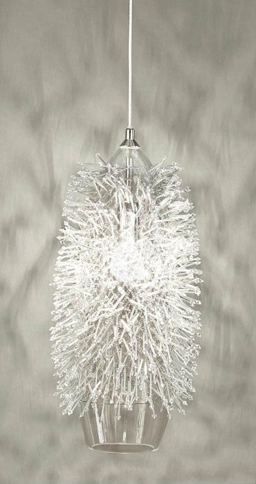 "Sea Urchin nickel metal hanging light from Terzani with Swarovski crystals